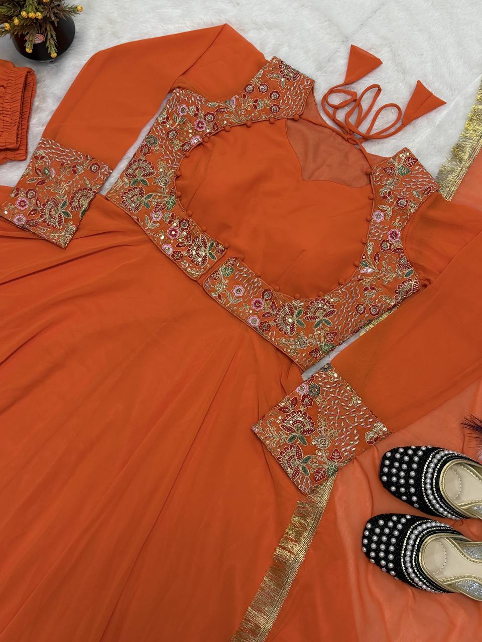 Ethereal Ivory Embroidered Jacket Set